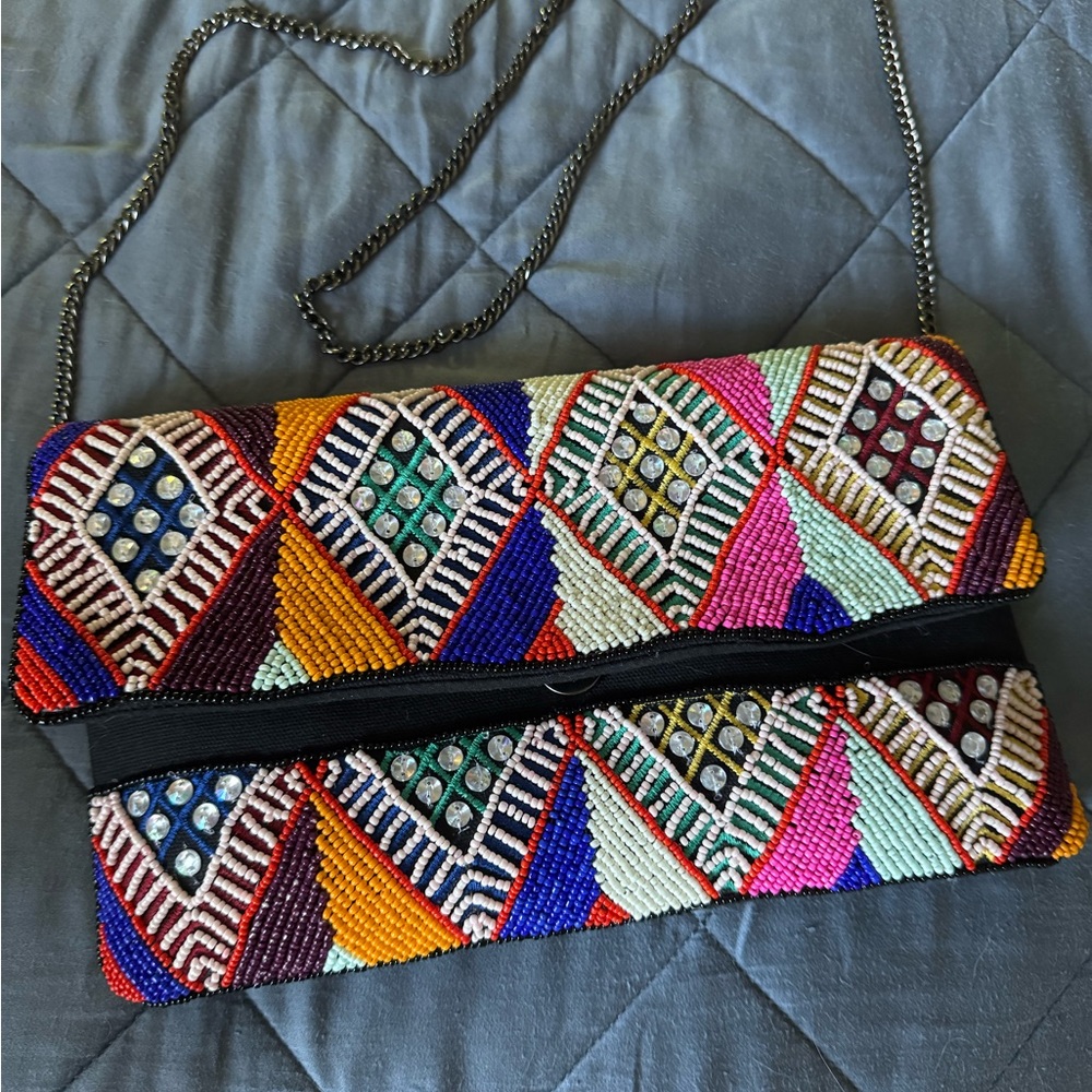 Vibrant Multicolor Beaded Clutch